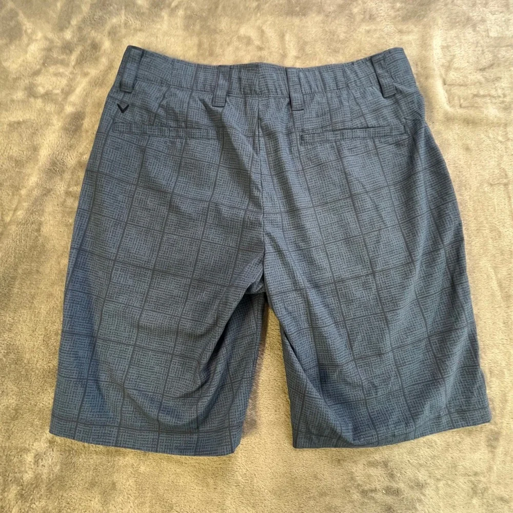 Callaway Golf‎ Shorts Mens 30 Blue Plaid Flat Front Performance Stretch Active